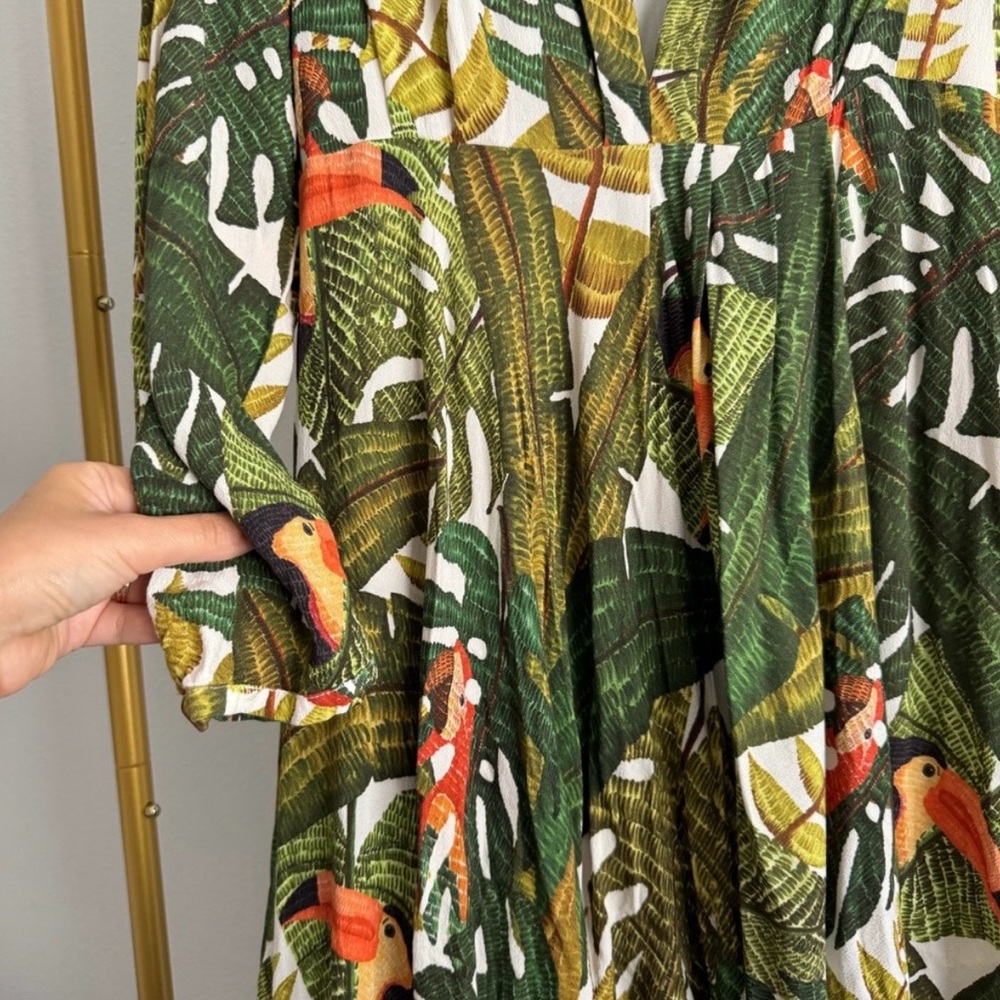 Farm Rio Green Tropical Maxi Dress Size M - Picture 4 of 8